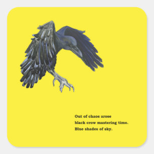 Black Crow & Haiku Illustration  Square Sticker