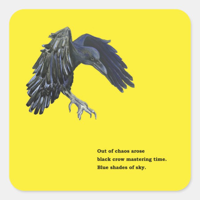 Black Crow & Haiku Illustration  Square Sticker (Front)