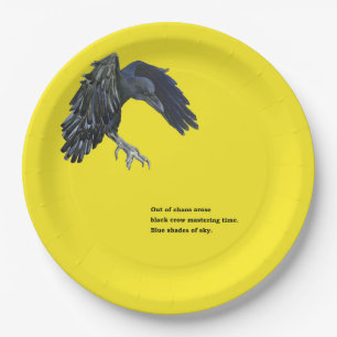 Black Crow & Haiku  Paper Plate