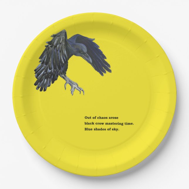 Black Crow & Haiku  Paper Plate (Front)