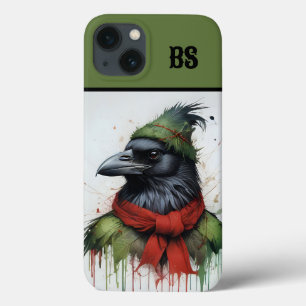 black crow in christmas outfit iPhone 13 case