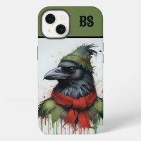 black crow in christmas outfit
