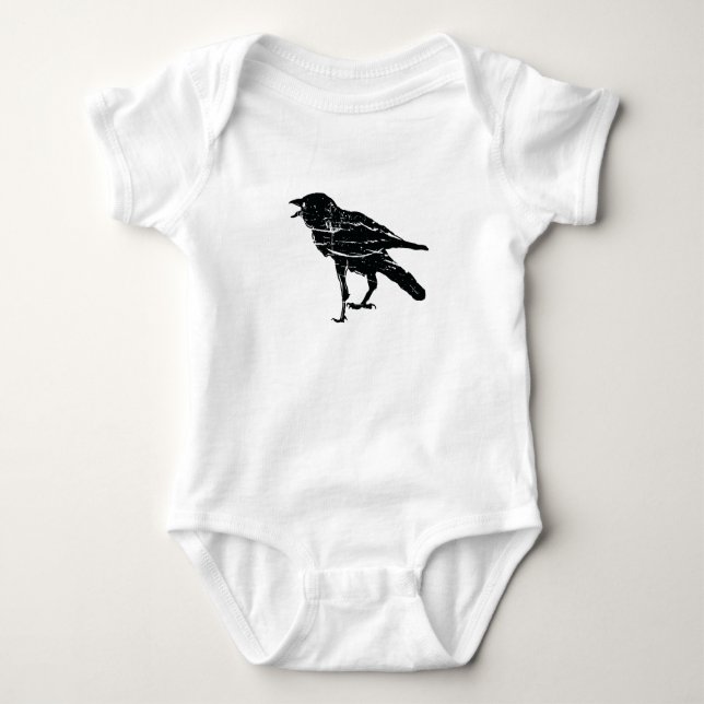 Black Crow Infant One Piece Baby Romper Bodysuit (Front)
