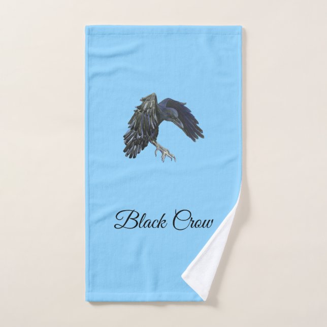 Black Crow Master of Time Personalised Sky Blue Hand Towel (Hand Towel)