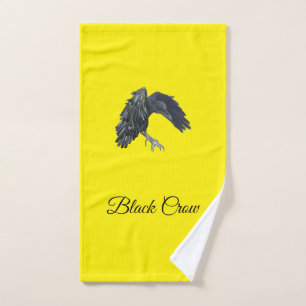 Black Crow Master of Time Personalised Yellow Hand Towel
