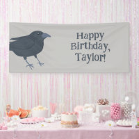 Black Crow on Grey Personalised