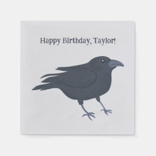 Black Crow on Grey Personalised Napkin