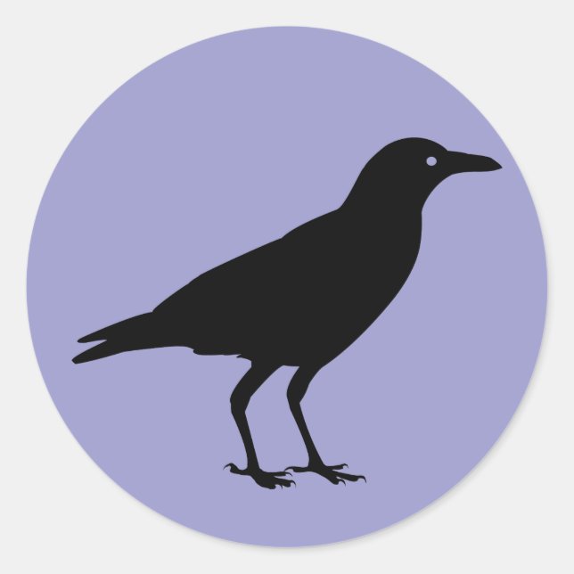 Black Crow Purple Halloween Classic Round Sticker (Front)