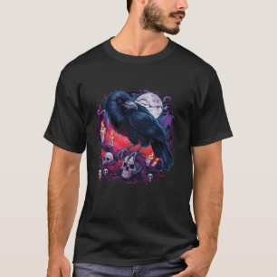 Black Crow Raven Bird Skull T Shirt