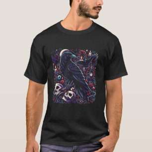 Black Crow Raven Bird Skull T Shirt