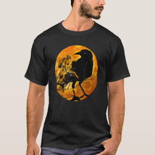 Black Crow Raven Bird & Specter Against Orange Ful T-Shirt