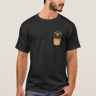 Black Crow Raven In Pocket Cartoon Graphic Bird T-Shirt