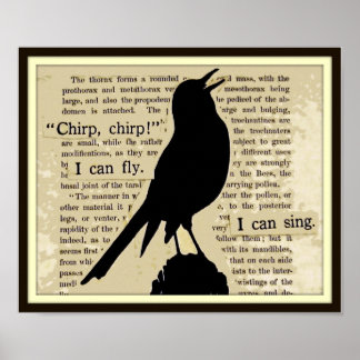 Black Crow~Sing Fly Chirp Vintage Book Poster