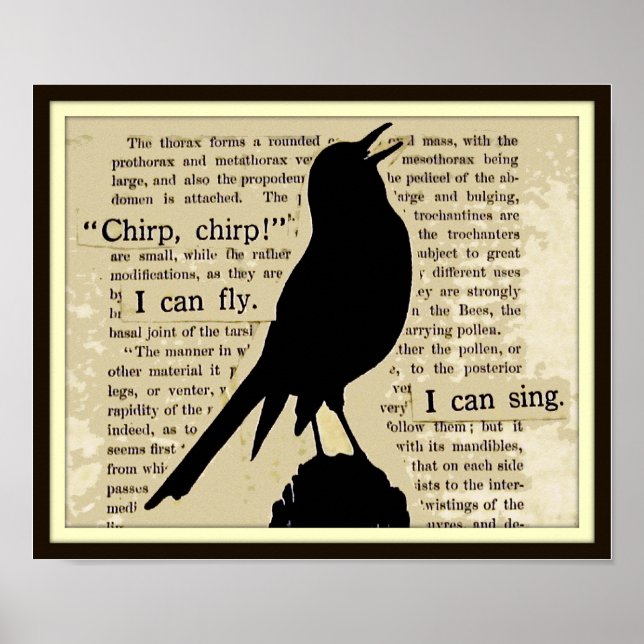 Black Crow~Sing Fly Chirp Vintage Book Poster (Front)