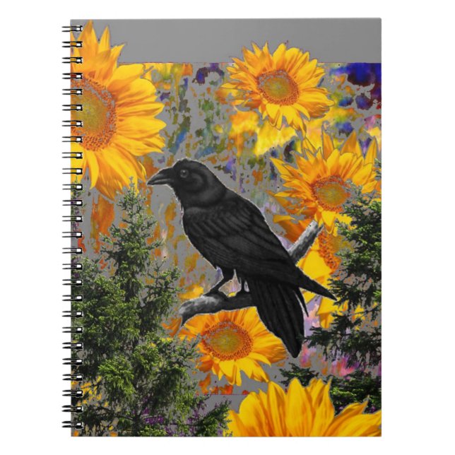 black crow & sunflowers art notebook (Front)