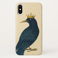 Black Crow Wearing a Gold Crown
