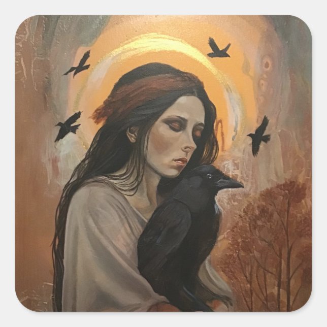 Black crow with lady stickers (Front)