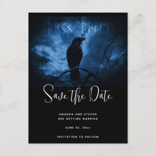Black Crow with Runes Dark Goth Save the Date Invitation Postcard