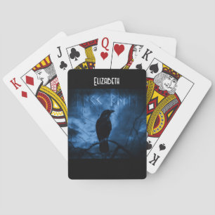 Black Crow with Runes Dark Goth Style Playing Cards