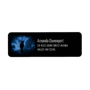 Black Crow with Runes Dark Goth Style Return Address Label