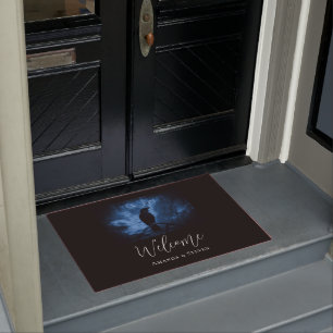 Black Crow with Runes Dark Goth Style Welcome Doormat