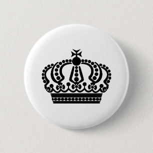 Black crown 6 cm round badge