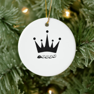 Black Crown Queen Text Style Ceramic Circle  Ornament