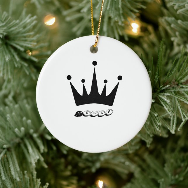 Black Crown Queen Text Style Ceramic Circle  Ornament (Tree)