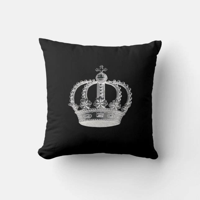 Black Crown Throw Pillow 20" x 20" (Front)