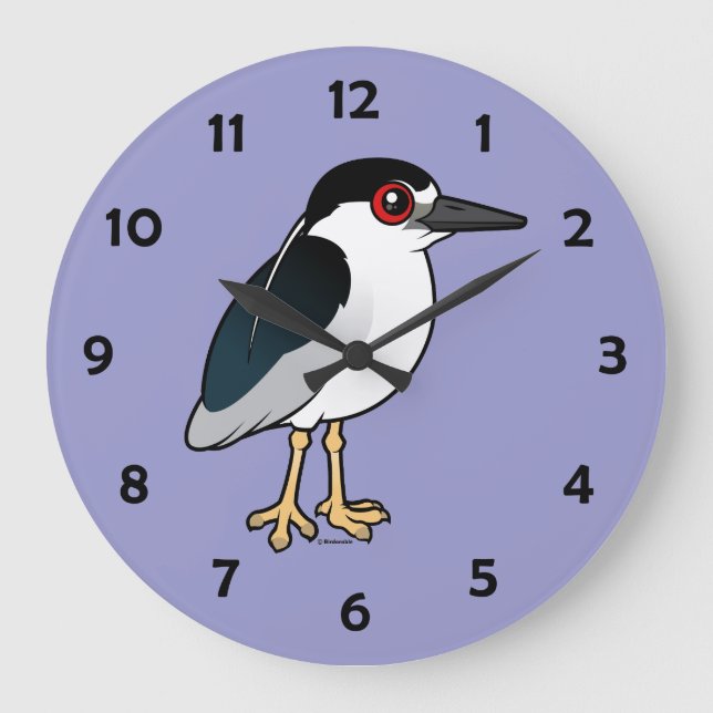 Black-crowned Night Heron Large Clock (Front)