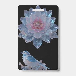Black Crystal Lily Name Badge ID Badge