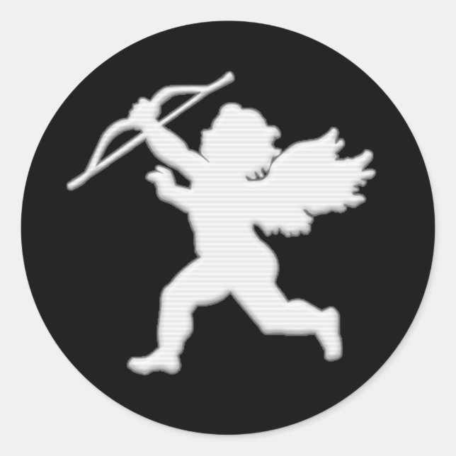 Black Cupid Cameo Classic Round Sticker (Front)