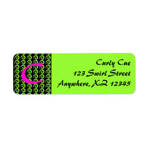Black Curl Pattern Return Address Label