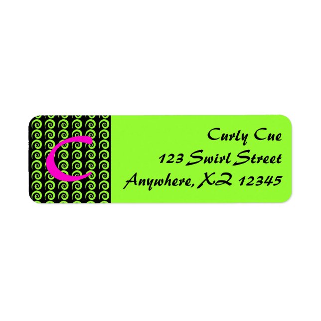 Black Curl Pattern Return Address Label (Front)