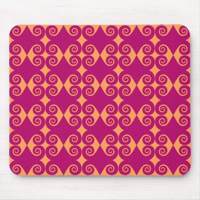 Black Curly Diamond Pattern Mouse Pad (Front)