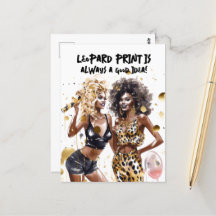 Black curly girls leopard print watercolor party