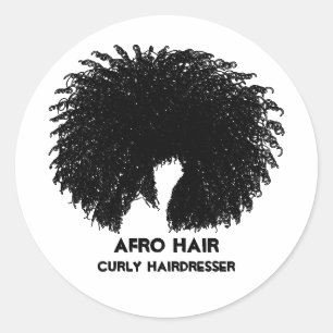 Black Curly Hair Afro Classic Round Sticker