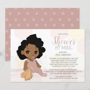 Black Curly Hair Baby Shower By Mail Invitation 2