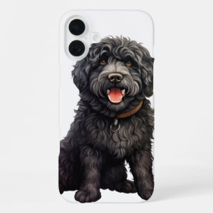 BLACK CURLY HAIRED BARBET DOG iPhone 16 PLUS CASE