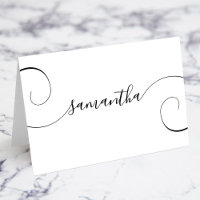 Black Curly Signature Individual Name Place Cards