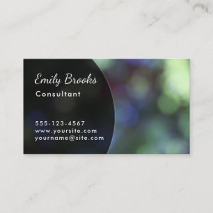 Black Curve over Green & Purple Bokeh Business Card