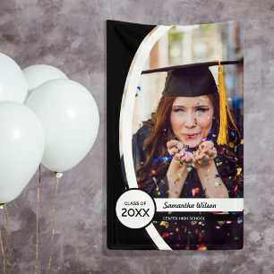 Black Curved Frame Photo Graduation Banner