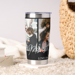 Black Custom 4 Photos Collage Best Mum Ever Insulated Tumbler