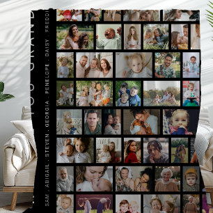 Black Custom 54 Photo Collage Fleece Blanket