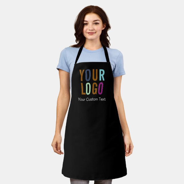 Black Custom Business Apron with Logo Personalised (Worn)