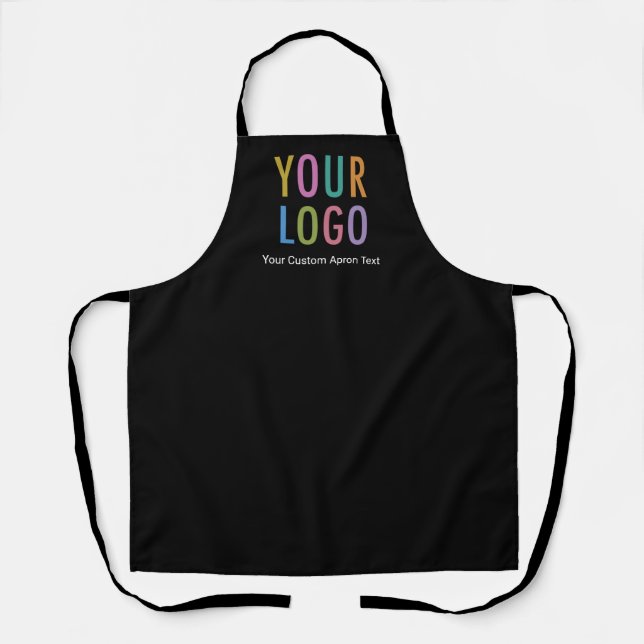 Black Custom Business Apron with Logo Personalised (Front)