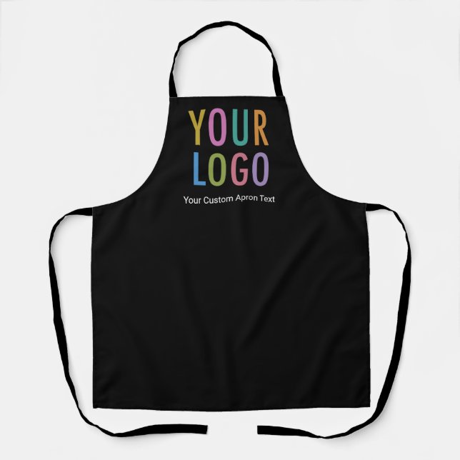 Black Custom Business Apron with Logo Personalised (Front)