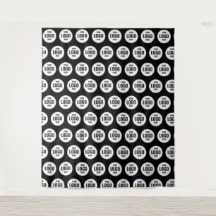 Black Custom Business Logo Backdrop Minimal Tapestry