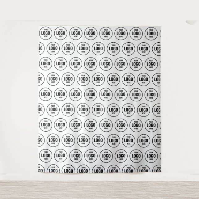 Black Custom Business Logo Backdrop Minimal Tapestry (Front)