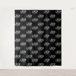 Black Custom Business Logo Backdrop Minimal Tapestry